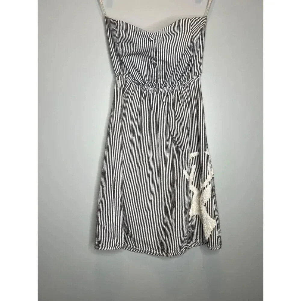 Judith March strapless dress elastic embroidered moose reindeer elk size SMALL